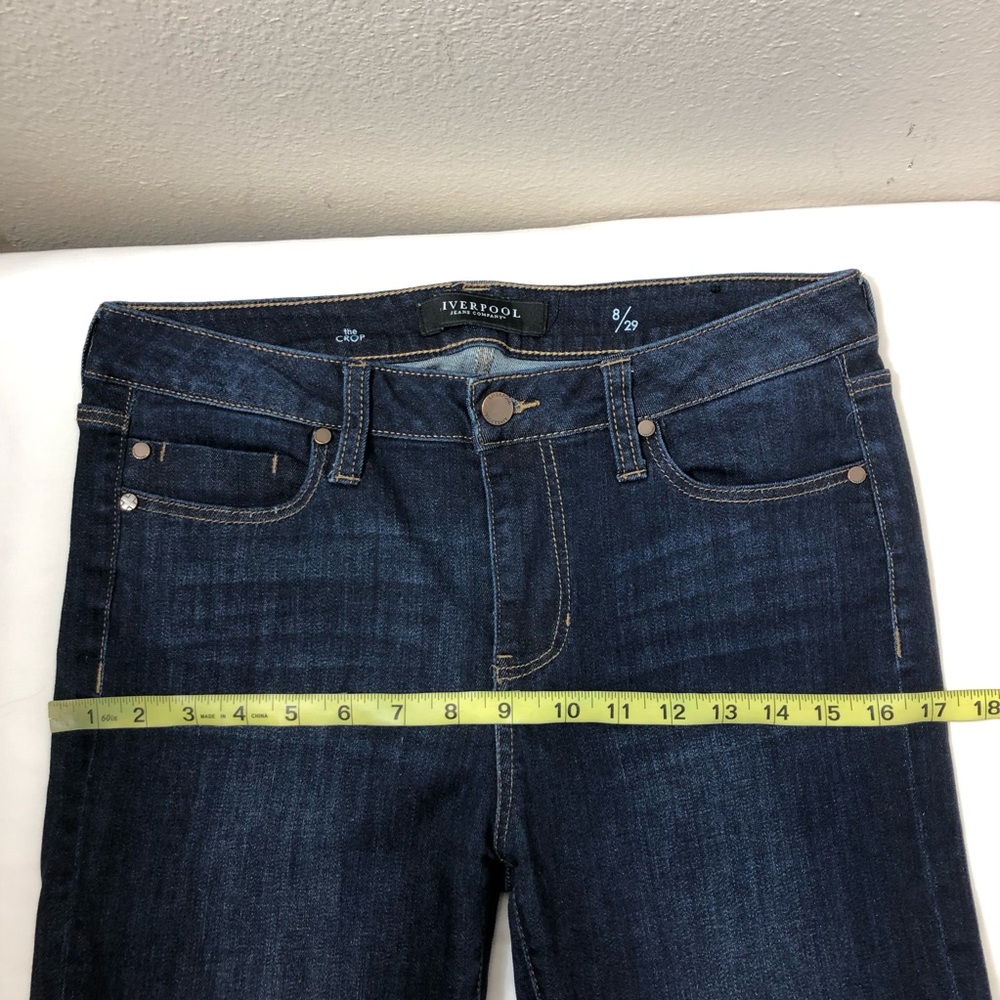 Liverpool The Crop Stretchy Dark Wash Slim Straight Mid Rise Jeans women's 8/29 - Picture 7 of 13